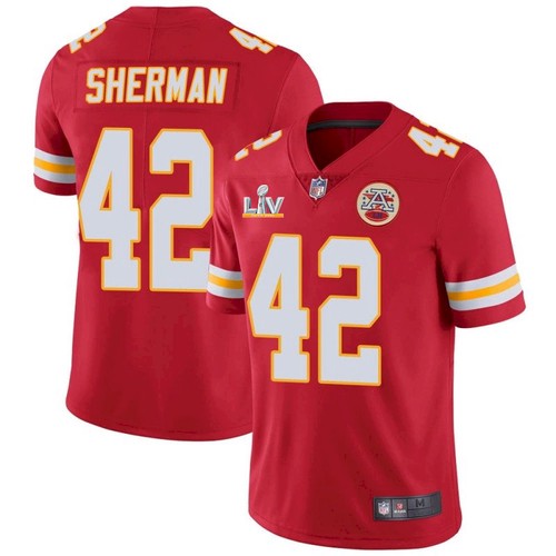 Men's Red Kansas City Chiefs #42 Anthony Sherman 2021 Super Bowl LV Stitched Jersey